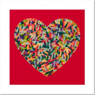 Vintage Colorful Candy Sprinkles Photo Heart Posters and Art
